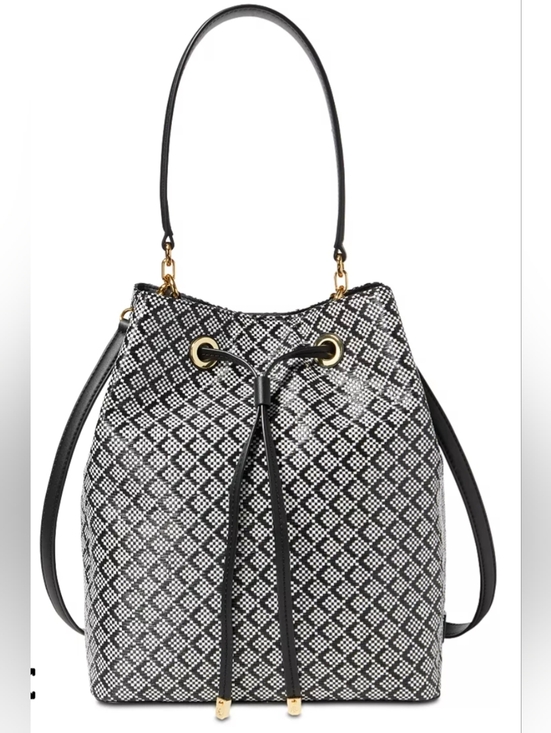 Ralph Lauren Handbags - Lauren Ralph Lauren Dryden Debby Drawstring Bucket Black & White Bag
